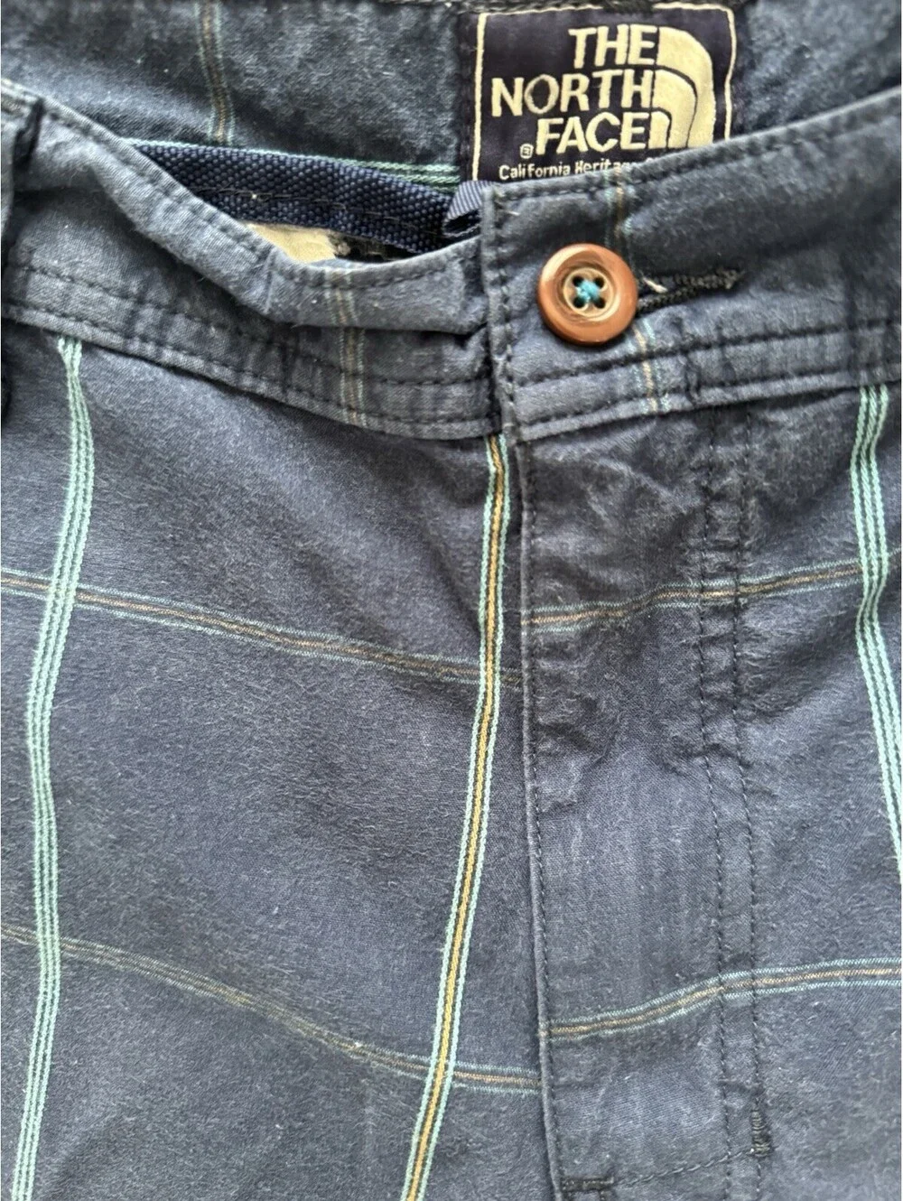 The North Face Men’s Plaid Cargo Shorts Size 36 Navy Outdoor Hiking Casual